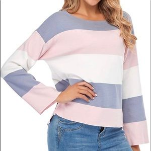 Women Sweaters Fall Colorblock Knit Pullover Tops Long Sleeve BRAND NEW WITH TAG